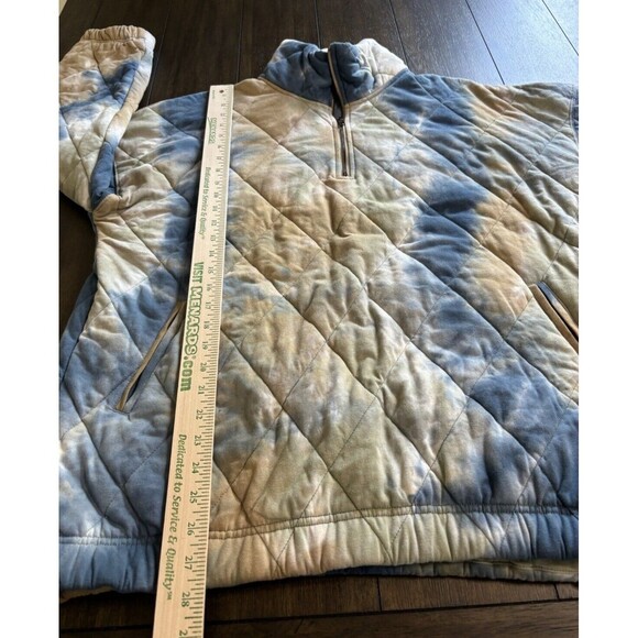 Entro 100% Cotton Quilted Shacket Jacket Coat 1/4 Zip Blue Tie Dye Size 1x - Picture 4 of 7